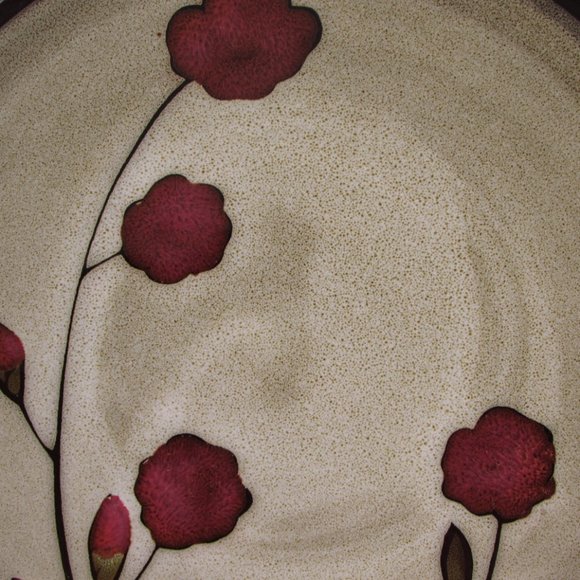 Pier 1 Red Reactive Floral Brown Speckled 8.25" Salad Dessert Plate Stoneware - Picture 3 of 7